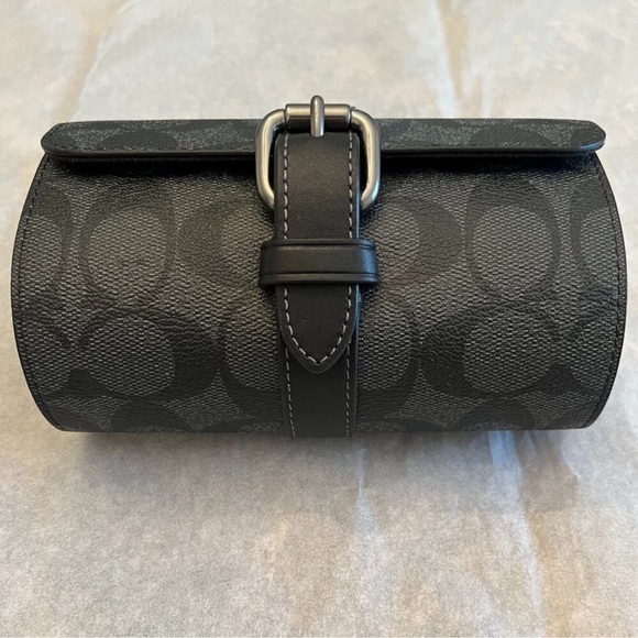 Coach Black Monogram Leather Watch Roll Case - Picture 2 of 8